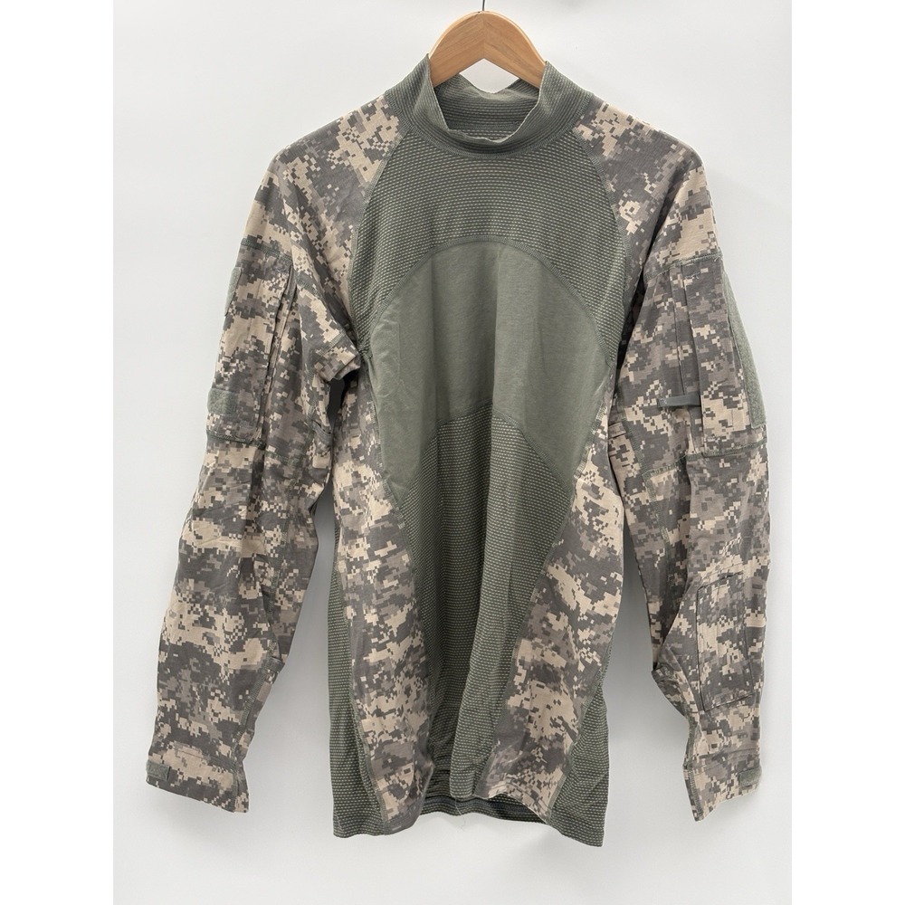 Massif Army Combat Shirt Men Size Large Green Camo Non FR Long Sleeve